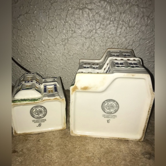 Avon Townhouse Canister Collection Cookie Jar Two Set Vintage Hand Paint - Picture 8 of 9